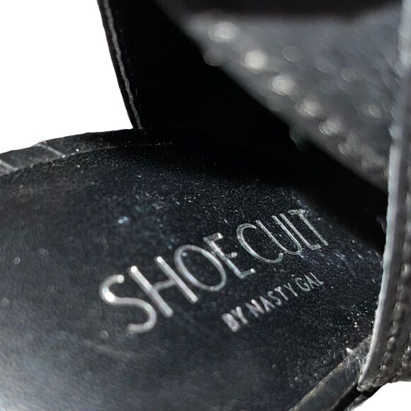 Nasty Gal Black Leather Heels Lace Up Snakeskin Dark Romantic - Picture 9 of 9